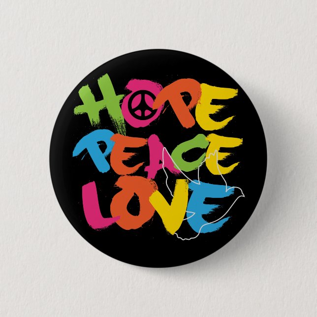 Hope Peace Love Button (Front)