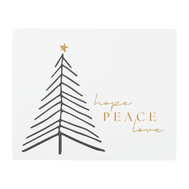 hope peace love. Christmas Holiday Metal Wall Art (Front)