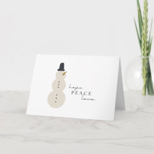 hope peace love.Christmas Snowman Greeting Cards