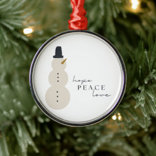 hope peace love.Christmas Snowman Ornament