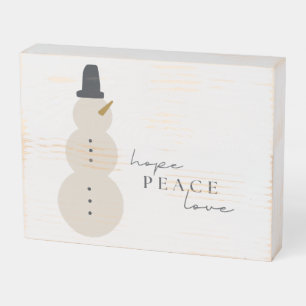 hope peace love. Christmas Snowman Wood Box Sign