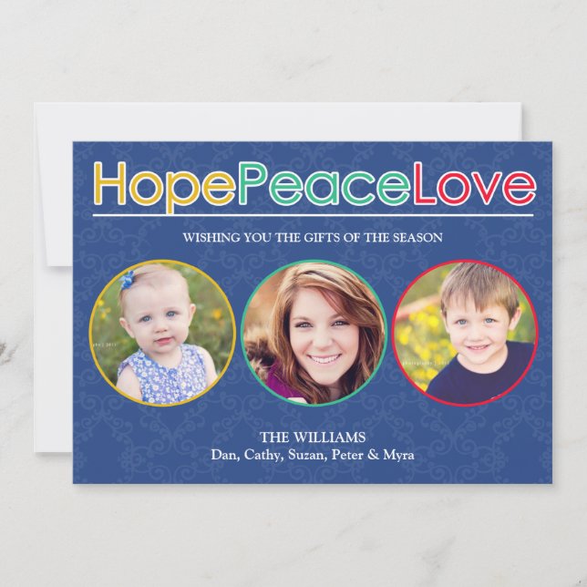 Hope Peace Love Photos Holiday Card (Front)