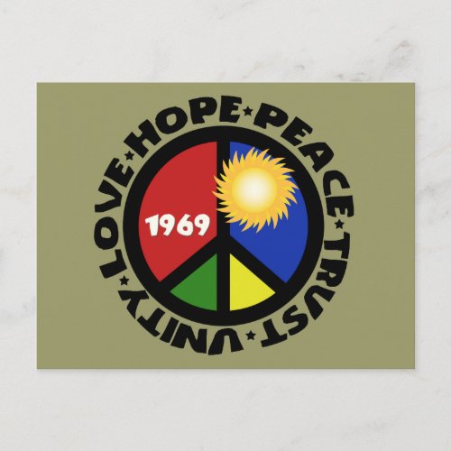 Hope Peace Love Trust Unity Postcard