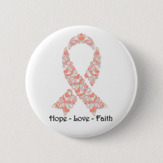 Hope Peach Awareness Ribbon Button