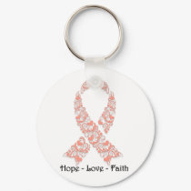 Hope Peach Awareness Ribbon Keychain