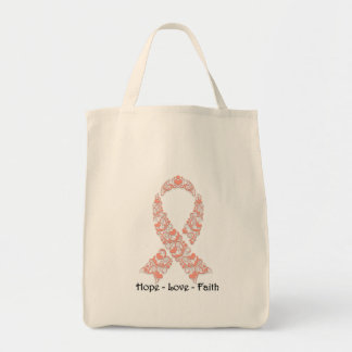 Hope Peach Awareness Ribbon Tote Bag