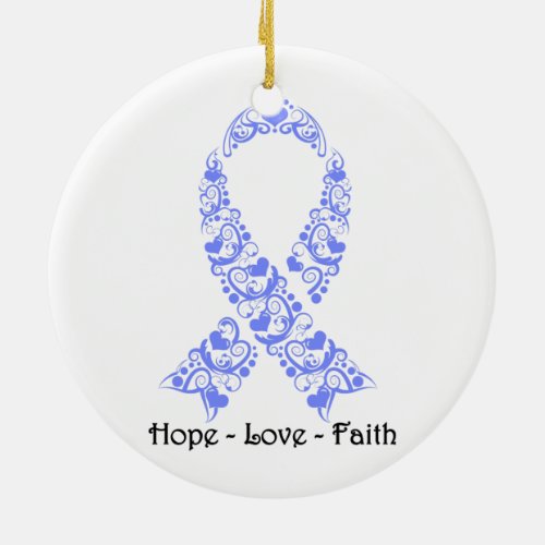 Hope Periwinkle Awareness Ribbon Ceramic Ornament