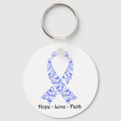 Hope Periwinkle Awareness Ribbon Keychain