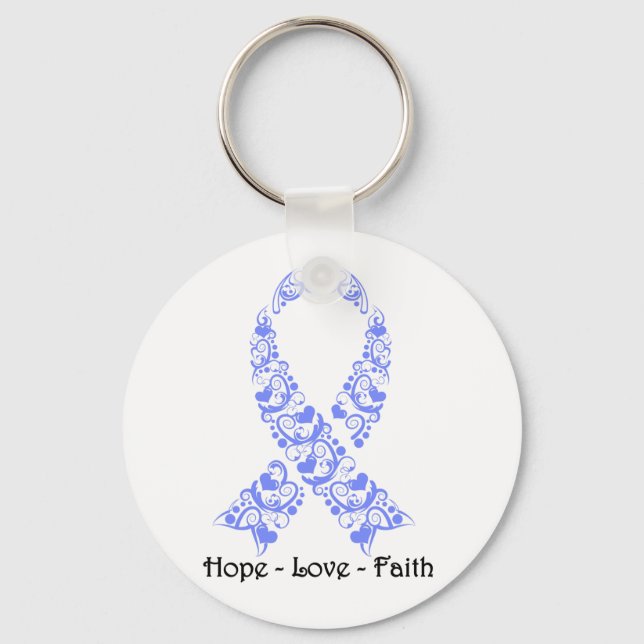 Hope Periwinkle Awareness Ribbon Keychain (Front)