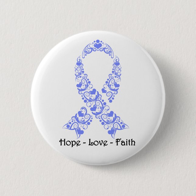 Hope Periwinkle Awareness Ribbon Pinback Button (Front)
