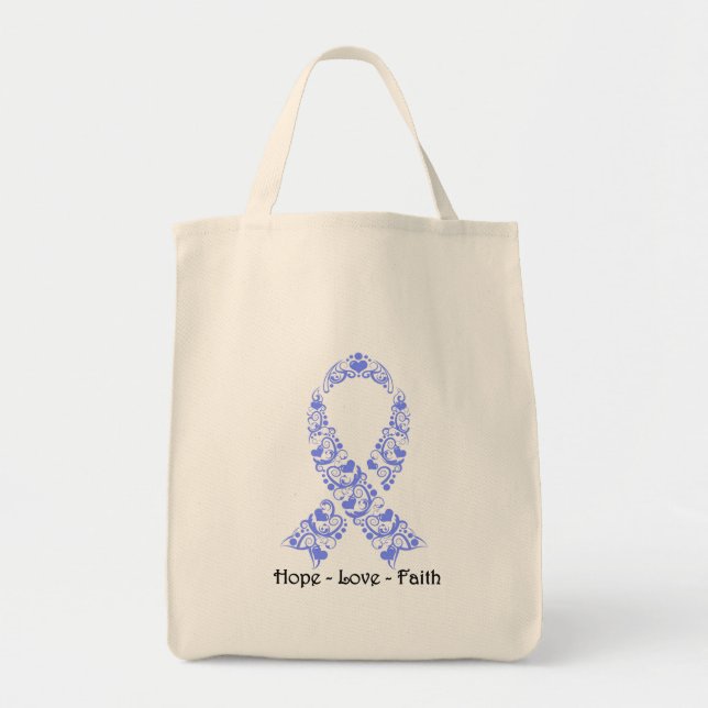 Hope Periwinkle Awareness Ribbon Tote Bag (Front)