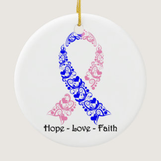 Hope Pink and Blue Awareness Ribbon Ceramic Ornament