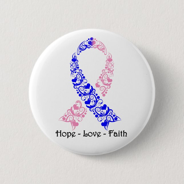 Hope Pink and Blue Awareness Ribbon Pinback Button (Front)