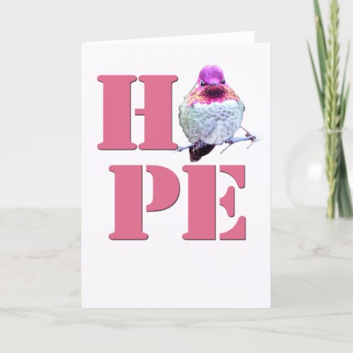 HOPE Pink Annas Hummingbird Photo Greeting Card