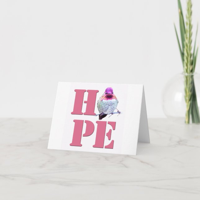 HOPE Pink Anna's Hummingbird Photo Note Card (Front)