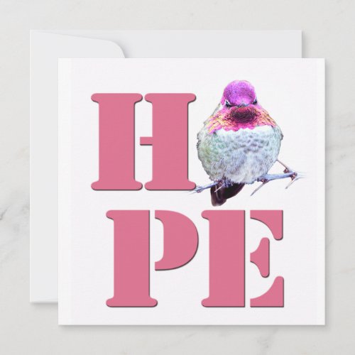 HOPE Pink Annas Hummingbird Photo Square Card