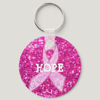 Hope Pink Awareness Ribbon  Breast Cancer Keychain