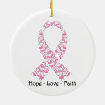 3dRose orn_101249_1 Breast Cancer Awareness Pink Ribbon-Snowflake Ornament 3-Inch Porcelain 