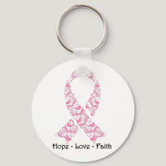 Hope Pink Awareness Ribbon Keychain