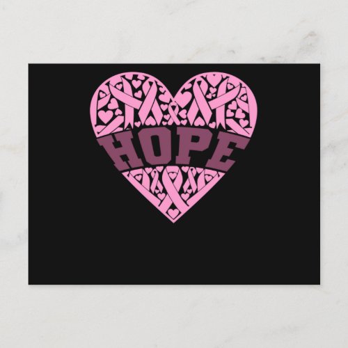 Hope Pink Heart Breast Cancer Awareness Announcement Postcard