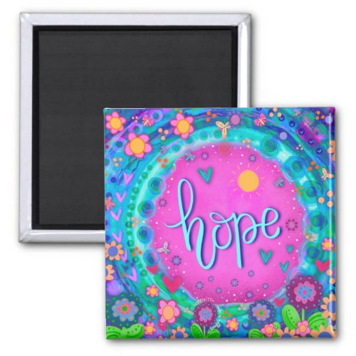Hope Pink Pretty Fun Flowers Modern Inspirivity Magnet