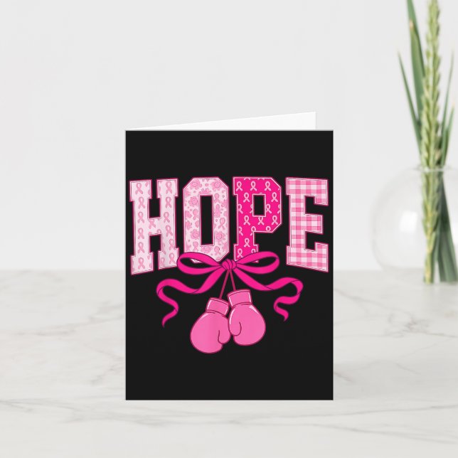 Hope Pink Ribbon Boxing Gloves Pink Breast Cancer  Card (Front)
