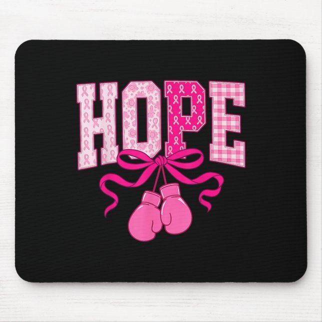Hope Pink Ribbon Boxing Gloves Pink Breast Cancer  Mouse Pad (Front)