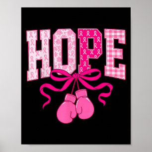 Hope Pink Ribbon Boxing Gloves Pink Breast Cancer Poster