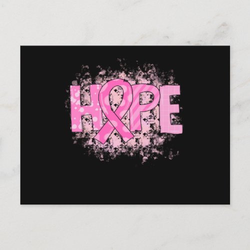 Hope Pink Ribbon Breast Cancer Awareness 3 Invitation Postcard