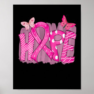Hope Pink Ribbon Breast Cancer Awareness (4) Poster