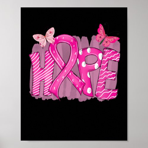 Hope Pink Ribbon Breast Cancer Awareness 4 Poster