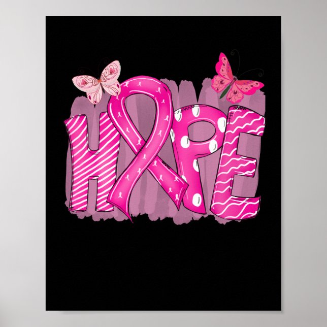 Hope Pink Ribbon Breast Cancer Awareness (4) Poster (Front)