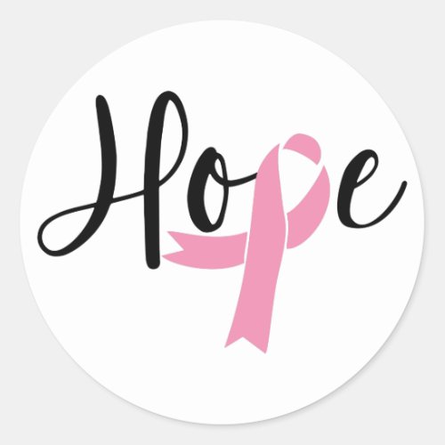 Hope Pink Ribbon Breast Cancer Awareness Classic Round Sticker