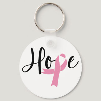 Hope Pink Ribbon Breast Cancer Awareness Keychain