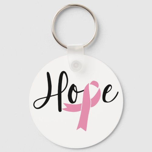 Hope Pink Ribbon Breast Cancer Awareness Keychain