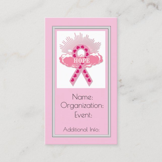 Hope Pink Ribbon Business Card 2 (Front)