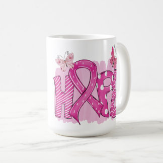 HOPE Pink Ribbon Butterfly Fighter Breast Cancer Coffee Mug