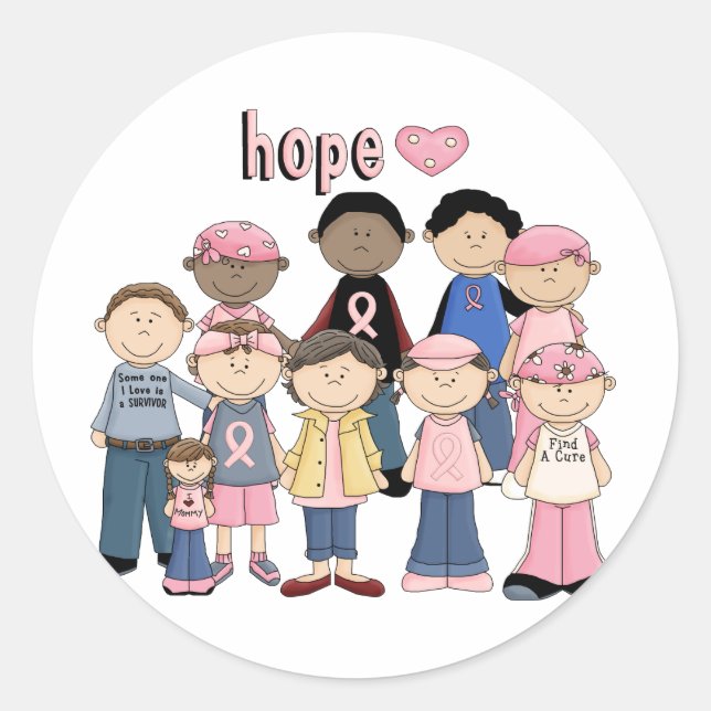 Hope Pink Ribbon Classic Round Sticker (Front)