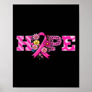 Hope Pink Ribbon Leopard Breast Cancer Awareness W Poster