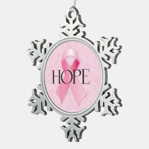 Hope Pink Ribbon Snowflake Ornament
