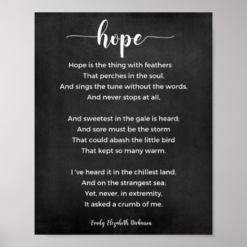 Hope Poem Black and White Poster