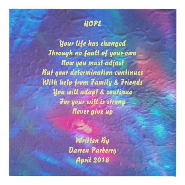 "Hope" poem - Faux Wrapped Canvas Print (Front)