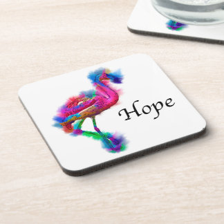 Hope - Prancing Flamingo Abstract Beverage Coaster