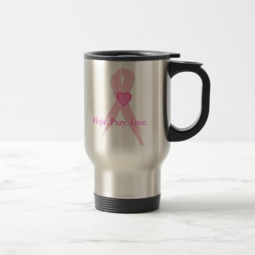 HopePray Love Breast Cancer Awareness Steel Mug