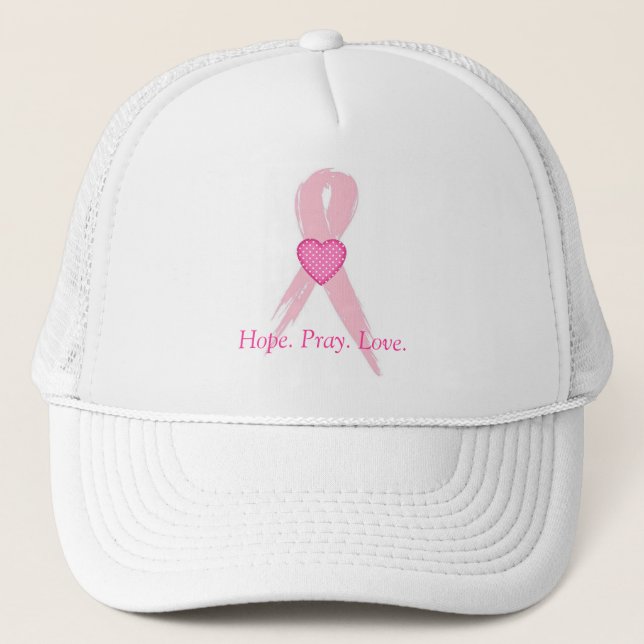 Hope.Pray. Love. Breast Cancer Baseball Cap (Front)
