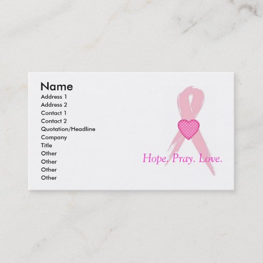 Customizable Hope.Pray. Love. Breast Cancer Business Cards