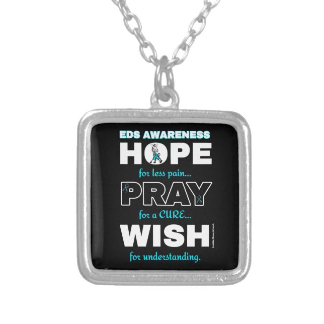 Hope Pray Wish...EDS Silver Plated Necklace (Front)
