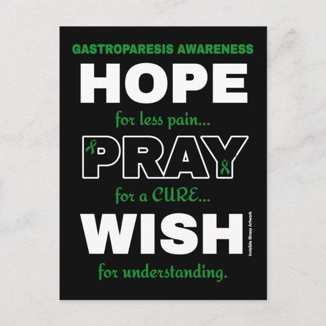 Hope Pray Wish...Gastroparesis Postcard (Front)
