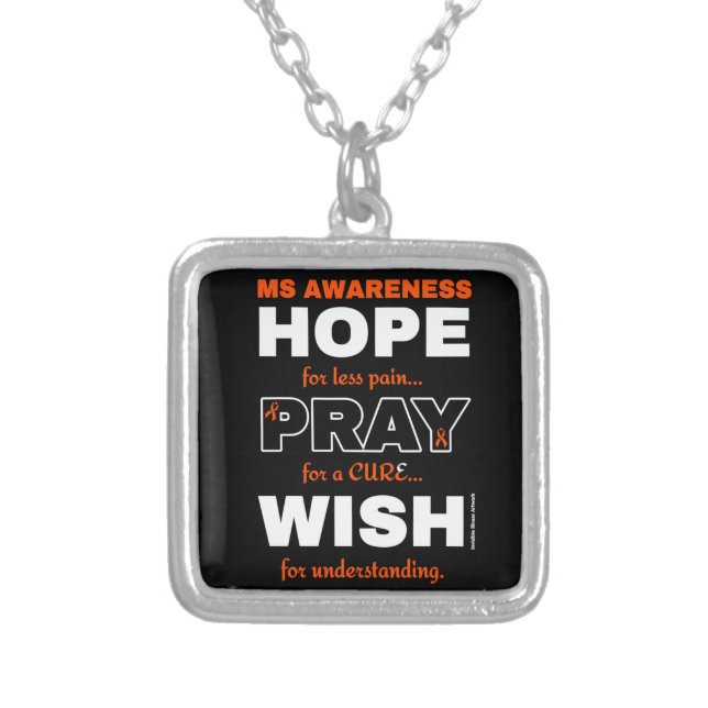 Hope Pray Wish...MS Silver Plated Necklace (Front)
