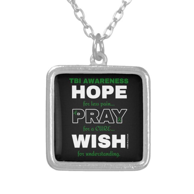 Hope Pray Wish...TBI Silver Plated Necklace (Front)